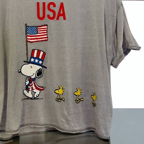 Brand New Burnout Cropped Style Peanuts T-Shirt - Fourth of July, Ladies XL - Picture 3 of 8